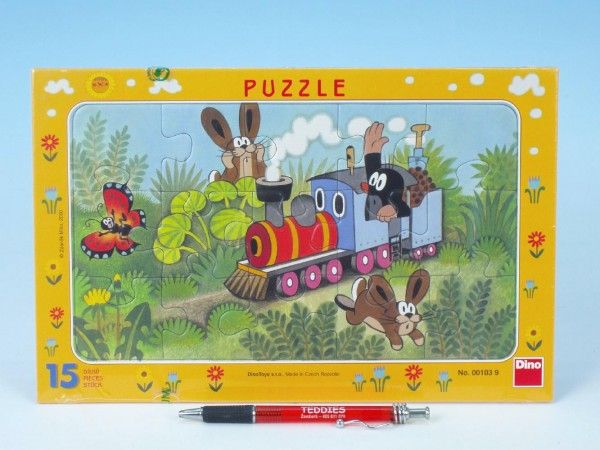 Puzzle deskové Krtek a lokomotiva 29,5x19cm 15 dílků Dino