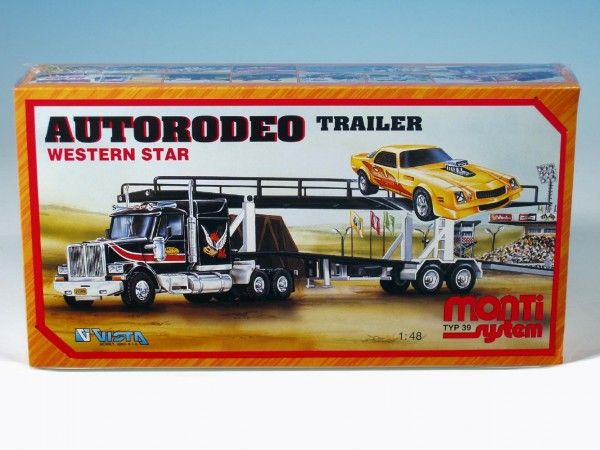 Stavebnice Monti 39 Autorodeo trailer Western star 1:48 v krabici 32x20x7,5cm SEVA