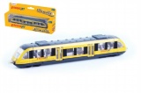 Vlak žlutý RegioJet kov/plast 17cm na volný chod v krabičce 21x9,5x4cm Rappa