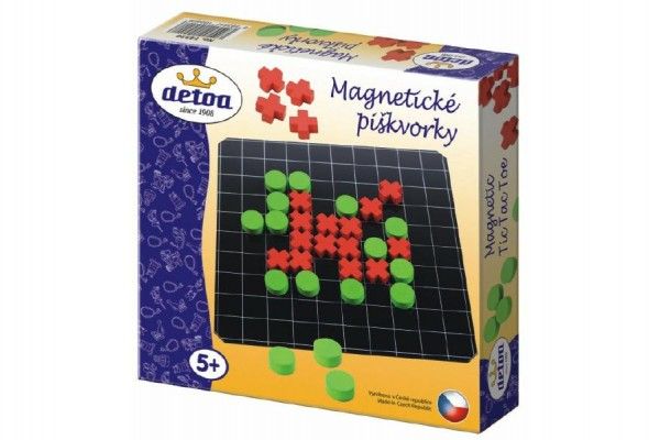 Magnetické piškvorky dřevo společenská hra v krabici 20x20x4cm Detoa