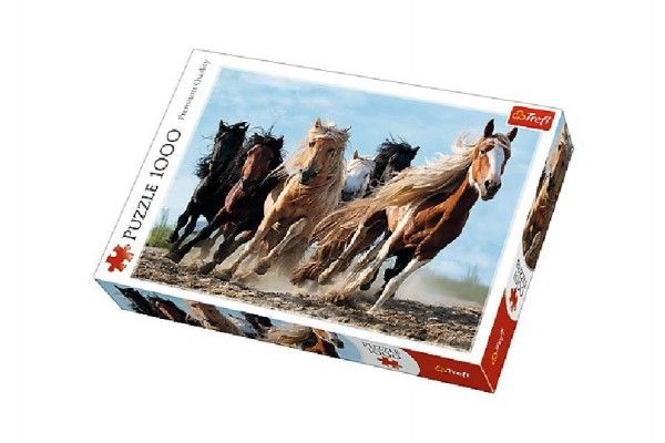 Puzzle Cválající koně 1000 dílků 68,3x48cm v krabici 40x27x6cm Trefl