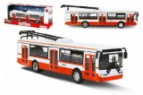 Trolejbus český kovový červený 16cm na zpětný chod v krabičce 20x8x6cm CZ design