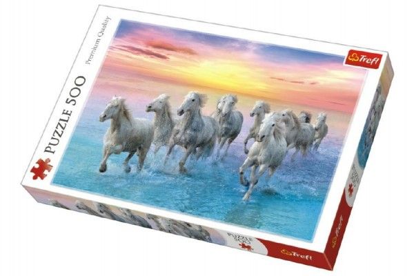 Puzzle Cválající bílé koně 500 dílků 48x34cm v krabici 40x27x4,5cm Trefl