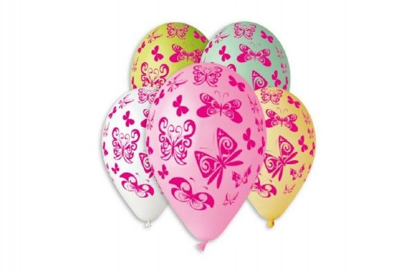 Balonek nafukovací motýl 12'' průměr 30cm 5ks v sáčku Smart Balloons