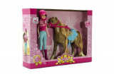 Kůň + panenka žokejka plast v krabici 34x27x7cm Teddies