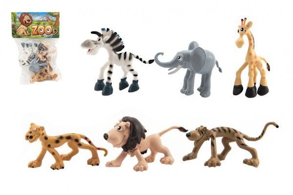 Zvířátka safari ZOO plast 9-10cm 6ks v sáčku Teddies