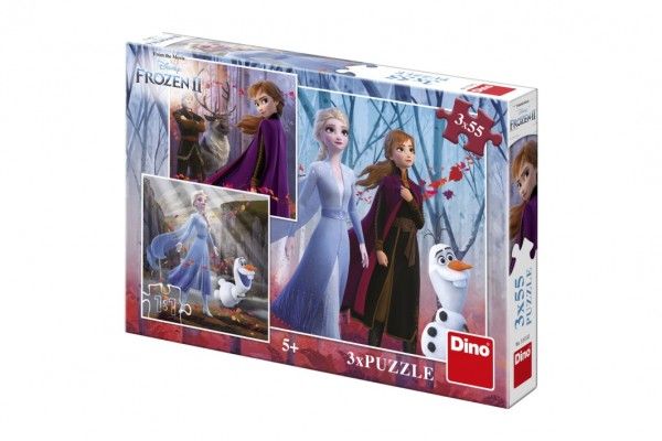 Puzzle 3v1 Ledové království II/Frozen II 3x55dílků v krabici 27x19x4cm Dino