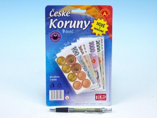 České koruny peníze do hry na kartě PEXI