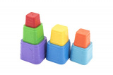 Kubus pyramida skládanka plast hranatá barevná 7ks v sáčku 12m+ Teddies