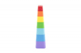 Kubus pyramida skládanka plast hranatá barevná 7ks v sáčku 12m+ Teddies