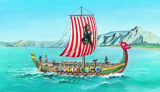 Model Viking Vikingská loď DRAKKAR 20,8x30,3cm v krabici 34x19x5,5cm Směr