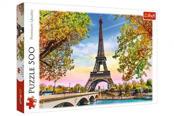 Puzzle Romantická Paříž 500 dílků 48x34cm v krabici 40x26,5x4,5cm Trefl