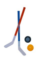 Hokejka pozemní 2ks plast 72cm + florbalový míček + puk v síťce Teddies