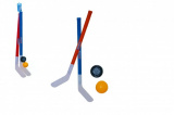 Hokejka pozemní 2ks plast 72cm + florbalový míček + puk v síťce