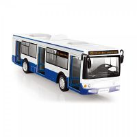 Autobus česky mluvící plast 28cm modrý volný chod na bat. se světem se zvukem v krab. 33x11x10cm Rappa