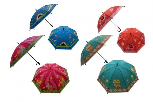 Deštník 66cm vystřelovací s píšťalkou mix barev v sáčku Teddies