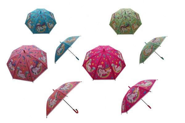 Deštník Jednorožec 66cm vystřelovací mix barev v sáčku Teddies