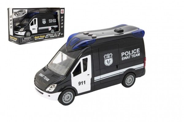 Auto policie swat plast 26cm na setrvačník na baterie se zvukem se světlem v krabici 30x17x11,5cm Teddies