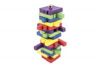 Hra věž dřevěná 60ks barevných dílků společenská hra hlavolam v krabičce 7,5x27,5x7,5cm Bonaparte