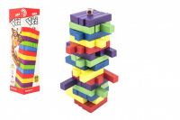 Hra věž dřevěná 60ks barevných dílků společenská hra hlavolam v krabičce 7,5x27,5x7,5cm Bonaparte