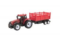 Traktor s vlekem plast 21cm na volný chod 2 barvy v krabičce 23x9x6cm Teddies