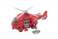 Vrtulník záchranářský plast 21cm na setrvačník na bat. se světlem se zvukem v krabici 24x15,5x11cm Teddies
