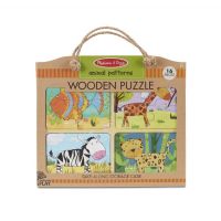 Dřevěné puzzle deskové na cestu Zvířata 16ks v papírové tašce 31x27,5x1cm 2+ Lowlands