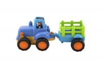 Traktor s vlekem/Buldozer plast 16cm pro nejmenší na setrvačník 6ks v boxu 18m+ Teddies