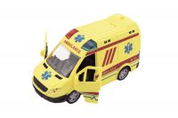 Auto ambulance plast 20cm na setrvačník na baterie se zvukem se světlem v krabici 26x15x12cm Teddies