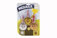 Medaile se šňůrkou 3ks plast průměr 6cm na kartě Teddies
