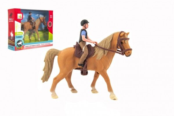 Kůň + žokej plast 15cm v krabici 20x16x5,5cm Teddies