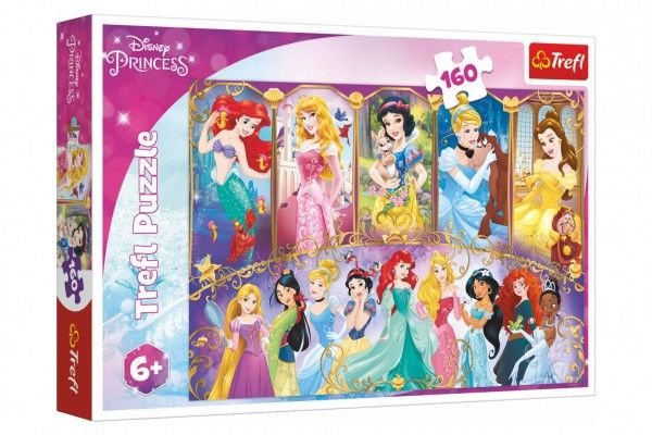 Puzzle Portréty princezen Disney 41x27,5cm 160 dílků v krabici 29x19x4cm Trefl