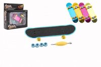 Skateboard prstový šroubovací plast 9cm s doplňky 4 barvy v krabičce 14x14x4cm Teddies
