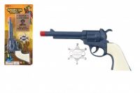 Pistole revolver klapací plast 23x12cm s šerifským odznakem na kartě Teddies