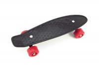 Skateboard - pennyboard 43cm, nosnost 60kg plastové osy, černá, červená kola Teddies