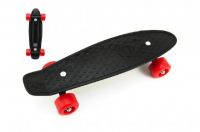 Skateboard - pennyboard 43cm, nosnost 60kg plastové osy, černá, červená kola Teddies