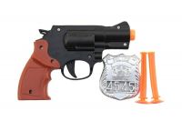 Pistole policejní 15cm plast s odznakem + přísavky 2ks na kartě Teddies
