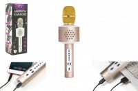 Mikrofon karaoke Bluetooth zlatý na baterie s USB kabelem v krabici 10x28x8,5cm Teddies