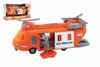 Vrtulník záchranářský plast 28cm na setrvačník na bat. se světlem se zvukem v krabici 32x19x12cm