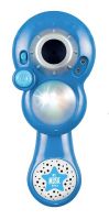 Mikrofon karaoke modrý plast na baterie se světlem v krabici 17x34x7cm Teddies