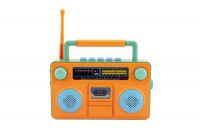Rádio dětské plast 15x12cm na baterie se zvukem se světlem 3 barvy 6ks v boxu Teddies
