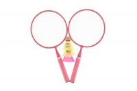 Badminton sada dětská kov/plast 2 pálky + 3 košíčky 2 barvy v síťce 23x45x6cm Teddies