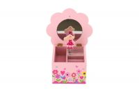 Skříňka šperkovnice Princess dřevo hrající květina zásuvka pro holky Teddies