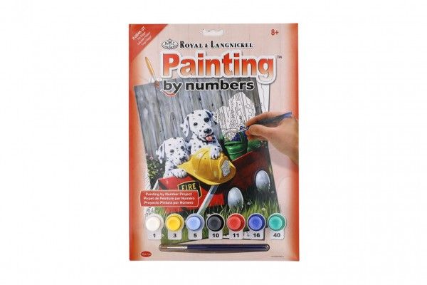 Malování podle čísel Dalmatini 22x30cm s akrylovými barvami a štětcem na kartě SMT Creatoys