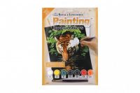 Malování podle čísel Tygr u vody 22x30cm s akrylovými barvami a štětcem na kartě SMT Creatoys