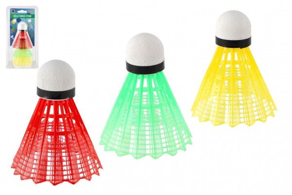 Míčky/Košíčky na badminton barevné plast 3ks na kartě 11x21cm Teddies