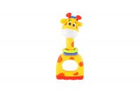 Chrastítko/kousátko/pískátko žirafa plast 7x16cm na kartě 3m+ Teddies