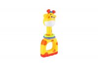 Chrastítko/kousátko/pískátko žirafa plast 7x16cm na kartě 3m+ Teddies