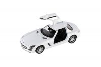 Auto Kinsmart Mercedes-Benz SLS AMG kov/plast 13cm na zpětné natažení 4 barvy 12ks v boxu Teddies