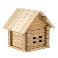 Stavebnice dřevěný dům 37 dílků v krabici 22x16,5x6cm Teddies